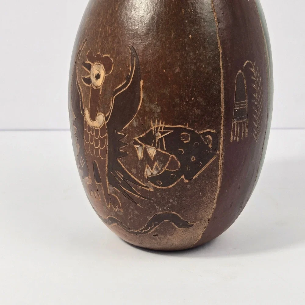 Handmade Peruvian Ceramic - Hand-Painted Pre-Columbian Nazca  Inca Style Pottery